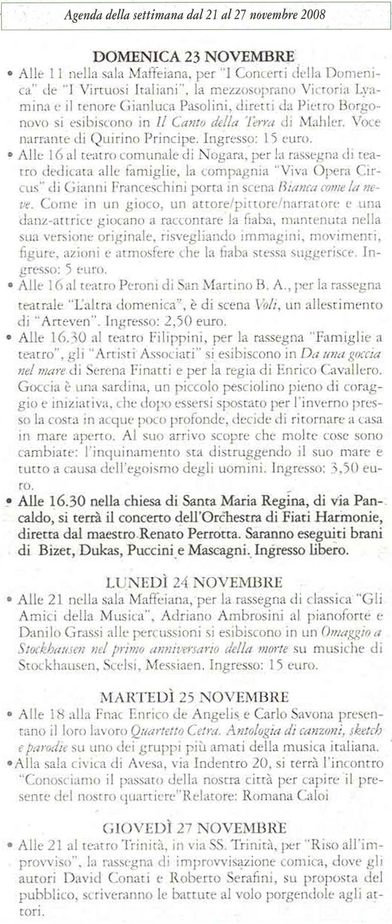 Rassegna stampa: Agenda