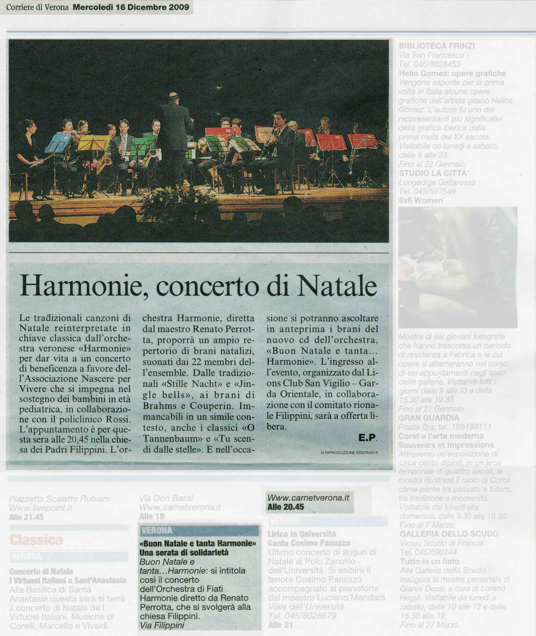 Rassegna stampa: Harmonie, concerto di Natale