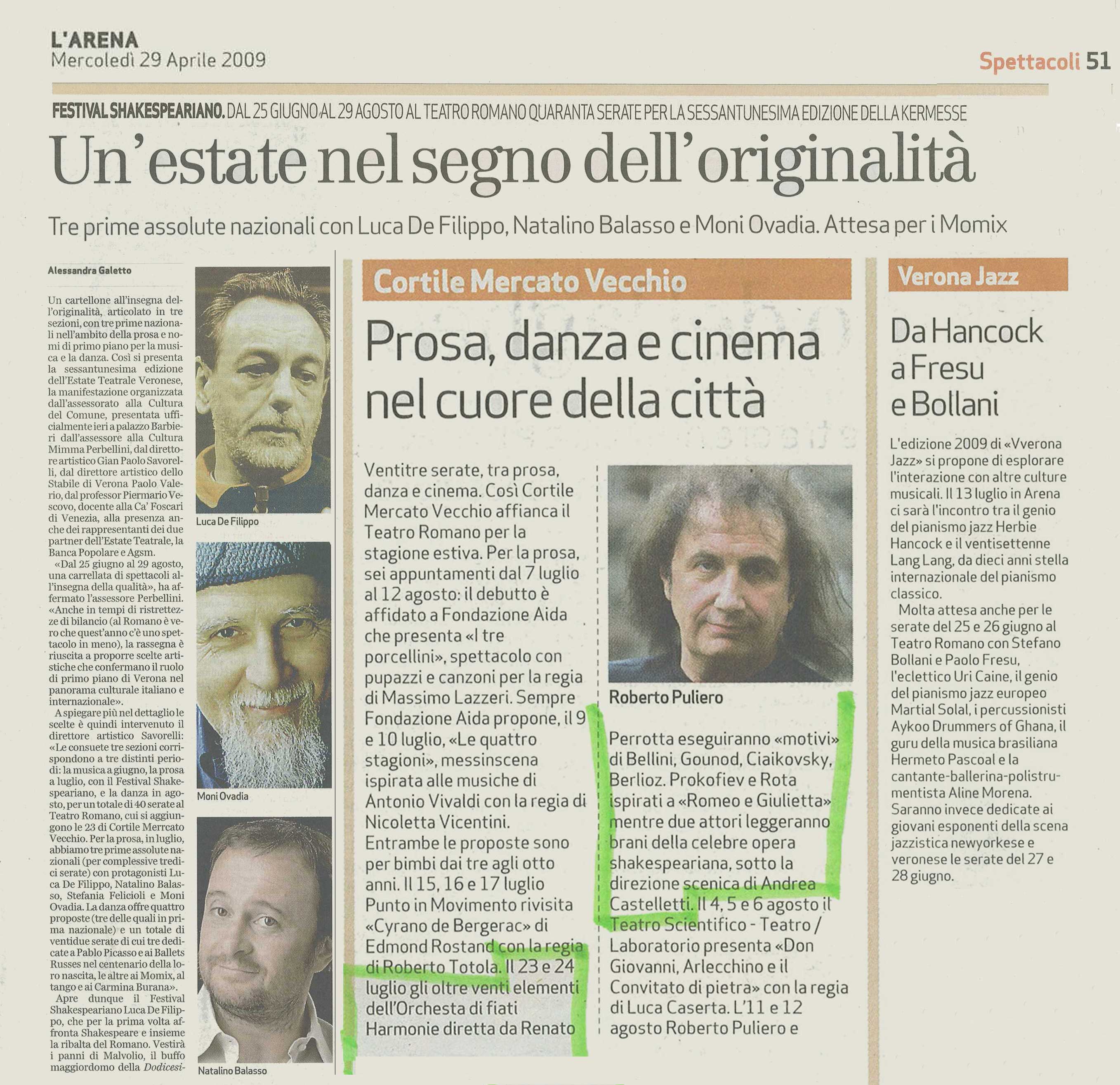 Rassegna stampa: Estate Teatrale Veronese 2009