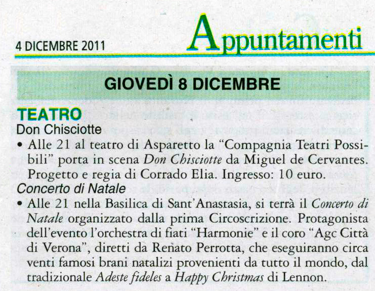 Rassegna stampa: Appuntamenti